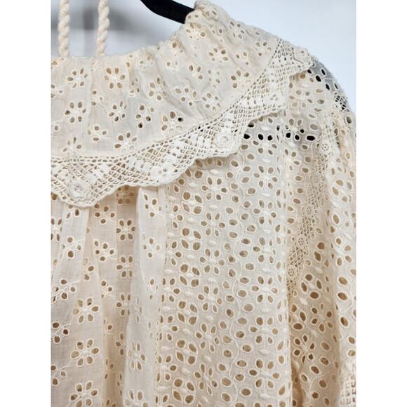 NWT Doen Persephone Embroidery Midi Dress Sz S Ivory Magnolia Semi Sheer #2J426 - Picture 8 of 15